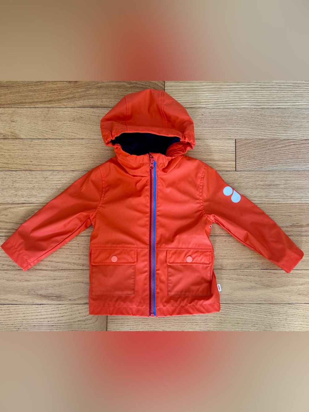 Catimini Girls Size 2T Orange Lined Hooded Raincoat Reflective French Designer